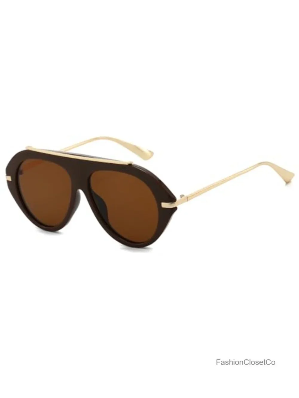 Oversized Pilot Sunglasses Retro 70s UV400 Gold Toned Temples Square